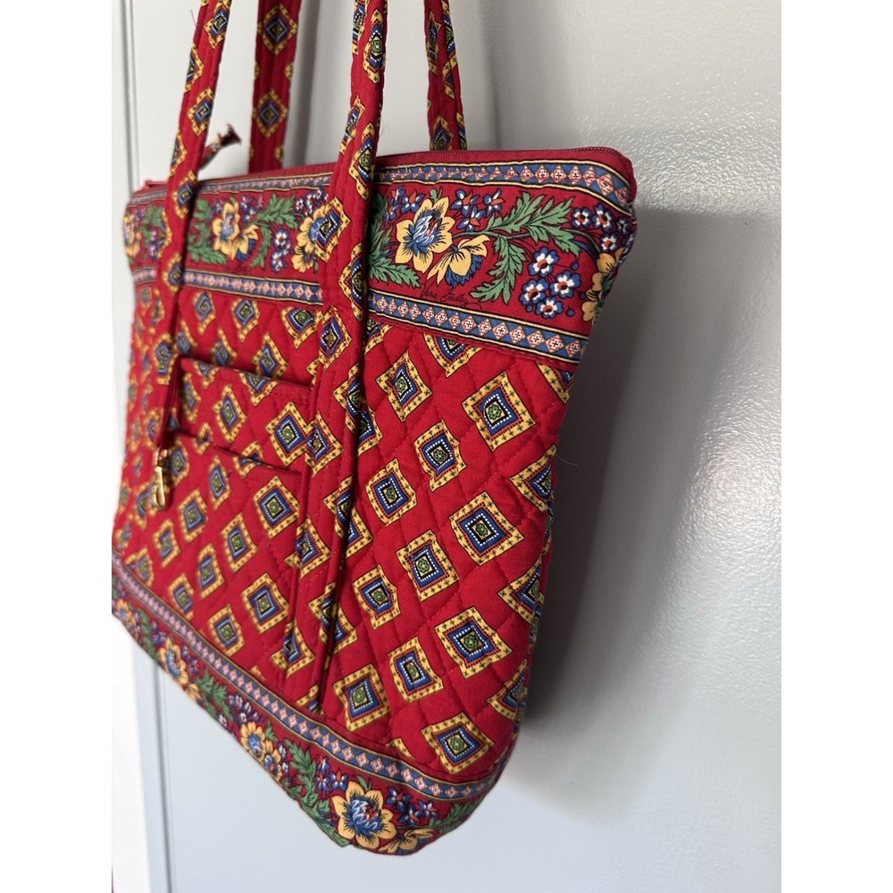 Vera Bradley Betsy Purse Tote Villa Red Pattern Retired Shoulder Bag Vintage - Picture 6 of 16